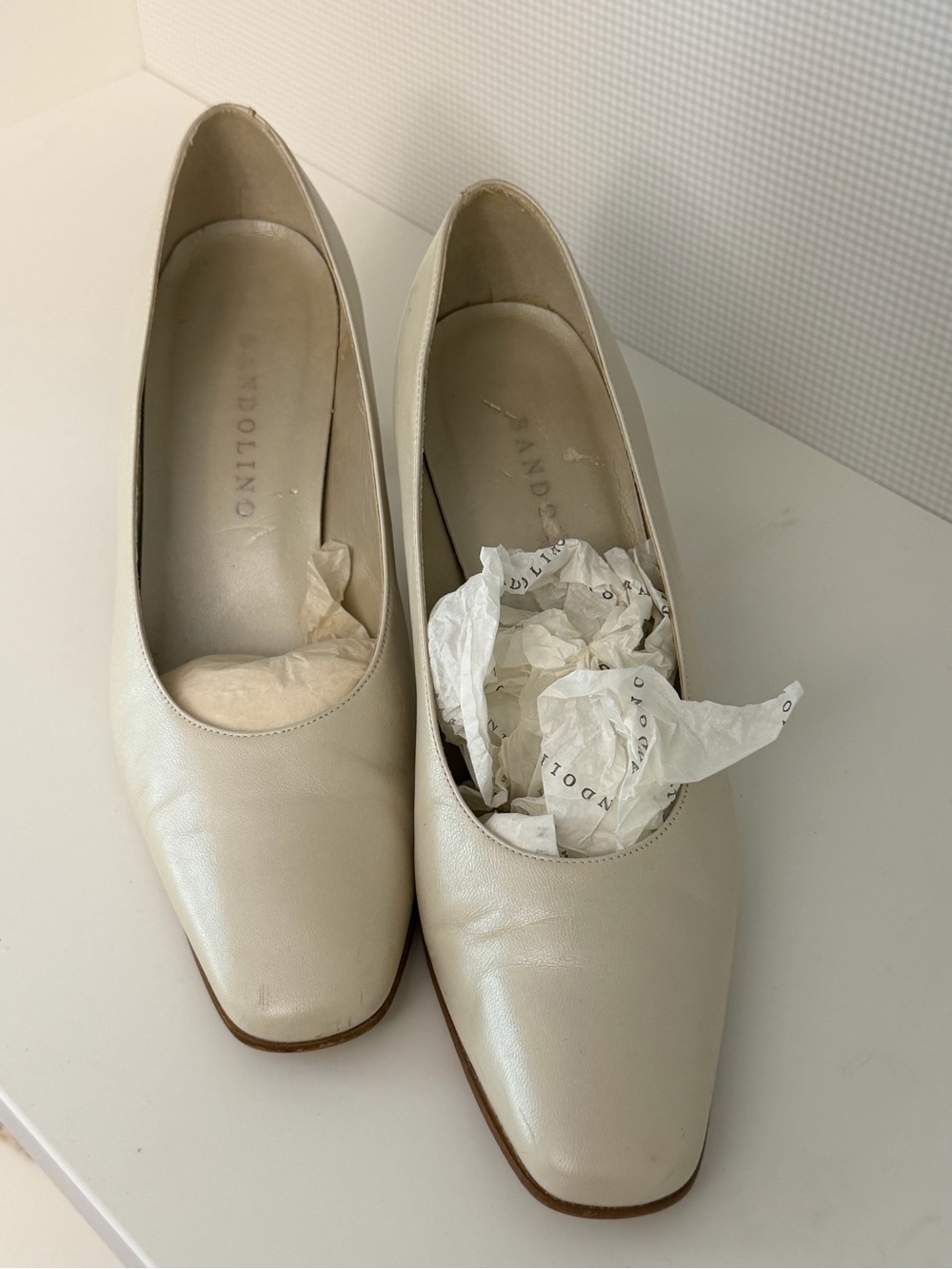 Vagabond Cream Leather Square-Toe Ballet Flats